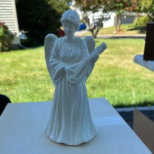 White Angel Figurine with Harp